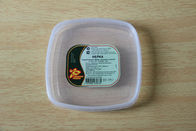 Boîte à nourriture/couvercles en plastique carrés PE de récipient avec l'autocollant/étiquette faits sur commande d'impression