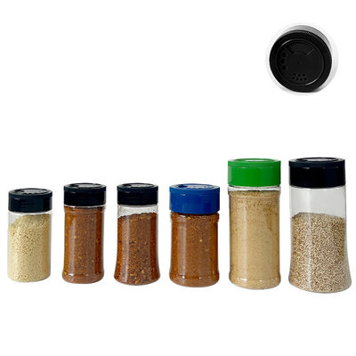 Factory Wholesale Customized PET Round Spice Jars Transparent Plastic Seasoning Bottles With Shaker Lids For Pepper And Salt