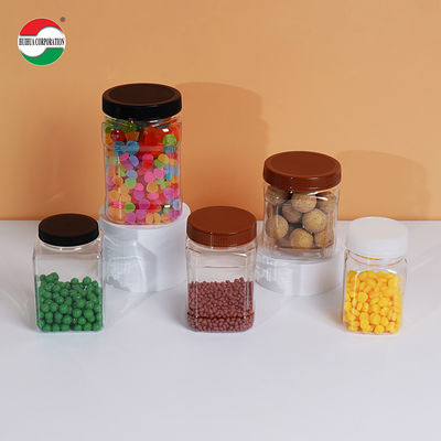 Food Grade PET Square Jar Screw Cap Direct Plastic Bottle For Clear Plastic Jars Candy Oatmeal Snacks Dried Fruit Empty Storage