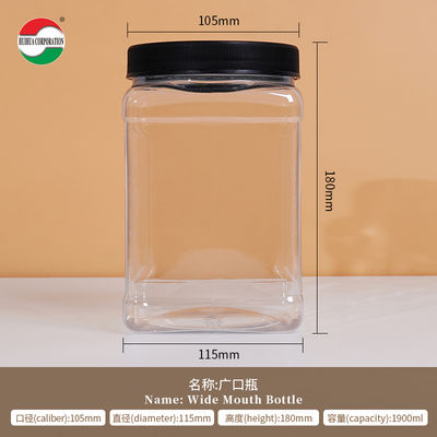 Food Grade PET Square Jar Screw Cap Direct Plastic Bottle For Clear Plastic Jars Candy Oatmeal Snacks Dried Fruit Empty Storage