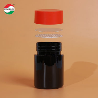 Customized Colorful Screw Cap Black PET Plastic Jar with Gasket for Nutrition Vitamins Soft Candy Dried Fruit