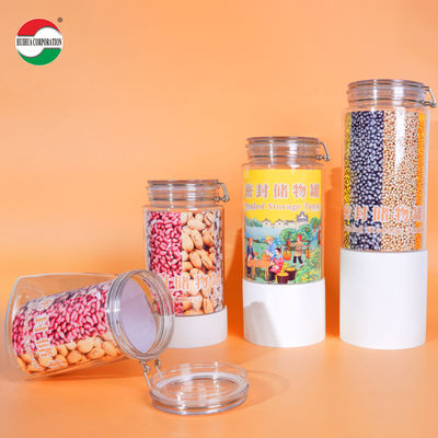 Food Grade PET Sealed Storage Jar Clear Plastic Cylinder For Dried Food Tangerine Peel Tea Nuts