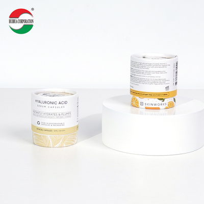Custom Eco Friendly Biodegradable White Cardboard Paper Tube with OEM Size CMYK UV Gold Stamping Printing Paper Tube for Capsules