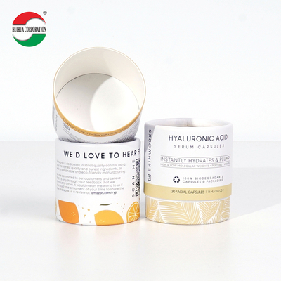 Custom Eco Friendly Biodegradable White Cardboard Paper Tube with OEM Size CMYK UV Gold Stamping Printing Paper Tube for Capsules