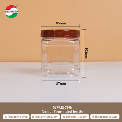 Square Cans Clear Plastic Jars With Lids Screw Top Custom Labels Package Large Plastic Jar