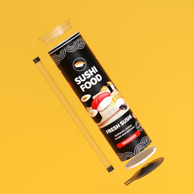 Food Grade Eco-Friendly Paper Tube Packaging for Sushi with Customized Logo and Soy Sauce Pipe