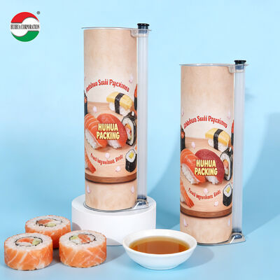 Custom Printed Food Grade Suka Sushi Push Pop Paper Tube Cylinder Paper Canister Sushi Paper Box Packaging