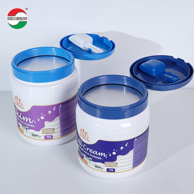 2000ML Food Grade PET Cans For Powdered Milk With Flip Plastic Cap And Spoon Empty Food Grade PET Jar With Lid