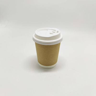 Disposable Recycled Double Wall Paper Coffee Cup With Lids Custom Logo Printed