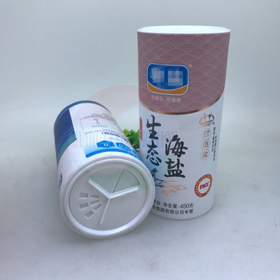 OEM Customized Round Cylinder Paper Tube Paper Packaging Jar with Rotating Switch Open Lids Shake Top For Power Suger Salt