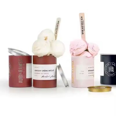 Food Grade Round Cylinder Cardboard Paper Tube With Metal Lid Tea Coffee Packaging Powder Round Paper Can