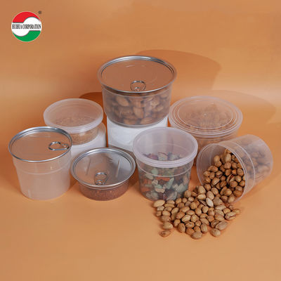 Plastic Bottle Factory Food Grade Clear PP Plastic Bowl High Temperature Resistance with EOE Aluminum Easy Open Lid for Cookie PET Wet Food Plastic Can
