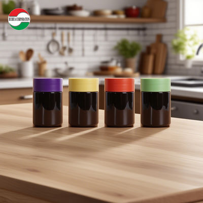 Customized Colorful Screw Cap Black PET Plastic Jar with Gasket for Nutrition Vitamins Soft Candy Dried Fruit