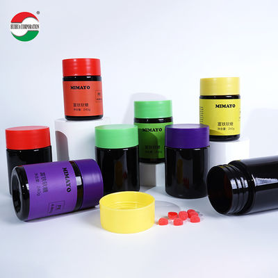 Customized Colorful Screw Cap Black PET Plastic Jar with Gasket for Nutrition Vitamins Soft Candy Dried Fruit