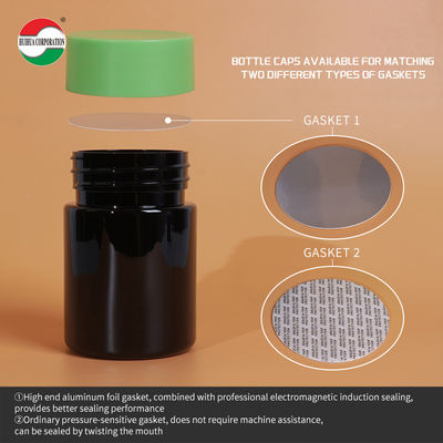 Customized Colorful Screw Cap Black PET Plastic Jar with Gasket for Nutrition Vitamins Soft Candy Dried Fruit