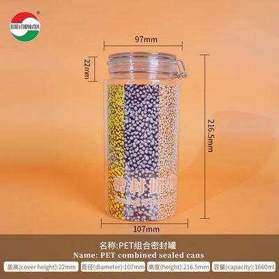 Food Grade PET Sealed Storage Jar Clear Plastic Cylinder For Dried Food Tangerine Peel Tea Nuts
