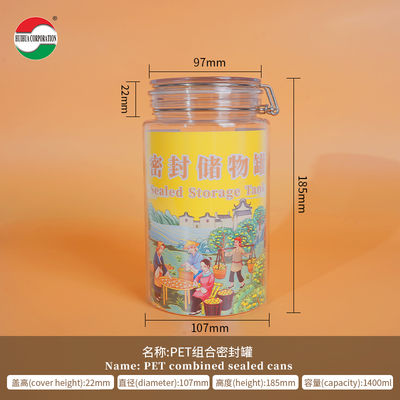 Food Grade PET Sealed Storage Jar Clear Plastic Cylinder For Dried Food Tangerine Peel Tea Nuts