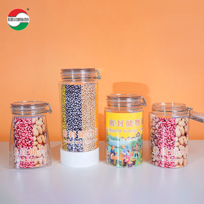 Food Grade PET Sealed Storage Jar Clear Plastic Cylinder For Dried Food Tangerine Peel Tea Nuts