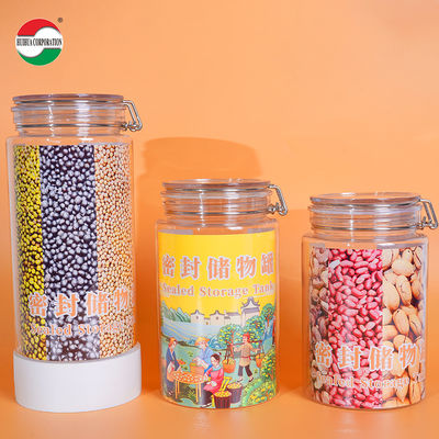 Food Grade PET Sealed Storage Jar Clear Plastic Cylinder For Dried Food Tangerine Peel Tea Nuts