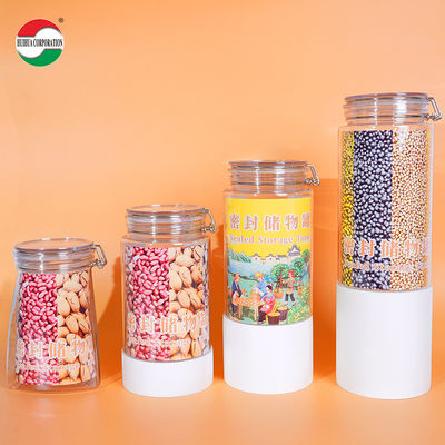Food Grade PET Sealed Storage Jar Clear Plastic Cylinder For Dried Food Tangerine Peel Tea Nuts