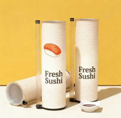 60*220mm Food Grade Biodegradable Customized Printed Paper Tube Sushi Push Pop Packaging Canister