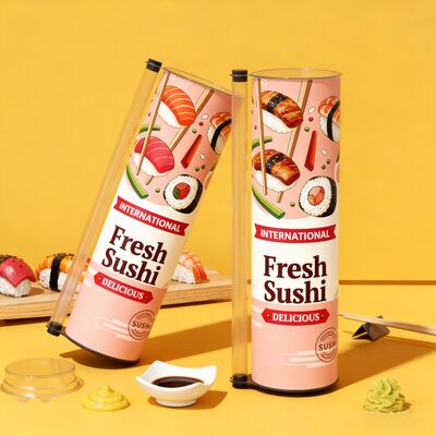 Custom Eco-Friendly Food Grade Paper Composite Cans with Push-Up Sushi Tube Packaging