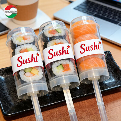 Produits alimentaires PP tubes poussant vers le haut vide plastique clair poussant les contenants de pops imprimé sur mesure en soie Logo pour le sushi mousse gâteau dessert emballage