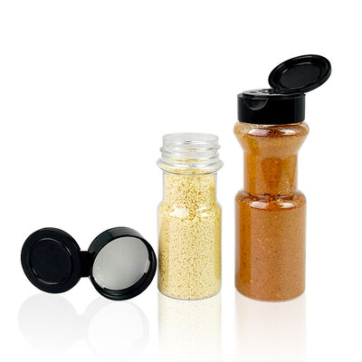 Spice Bottle With Shaker Lids Pepper Salt Jar With Flapper Cap /PET Plastic Seasoning Container