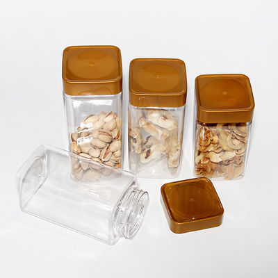 Pot carré en plastique BPA de conteneurs vides clairs de l'espace de stockage gratuit de l'ANIMAL FAMILIER avec le couvercle de vis