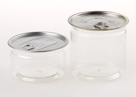 Boîtes de boisson en plastique Facile-ouvertes hermétiques de scellage d'ANIMAL FAMILIER de cylindre en plastique clair